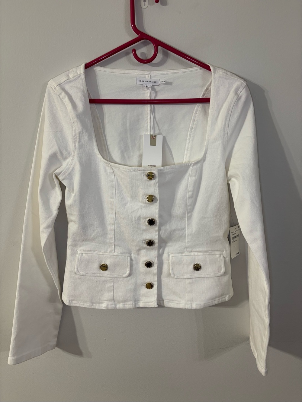 Good American White Button-Front Top - Picture 4 of 8